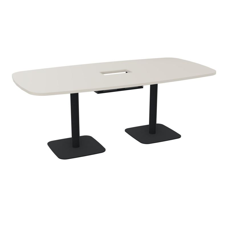 TABLE OVALE P100X200 DÉCOUPÉE POUR TRAPPE CENTRALE DOUBLE ACCÈS 2XPIEDS CENTRAUX  ÉP. 25