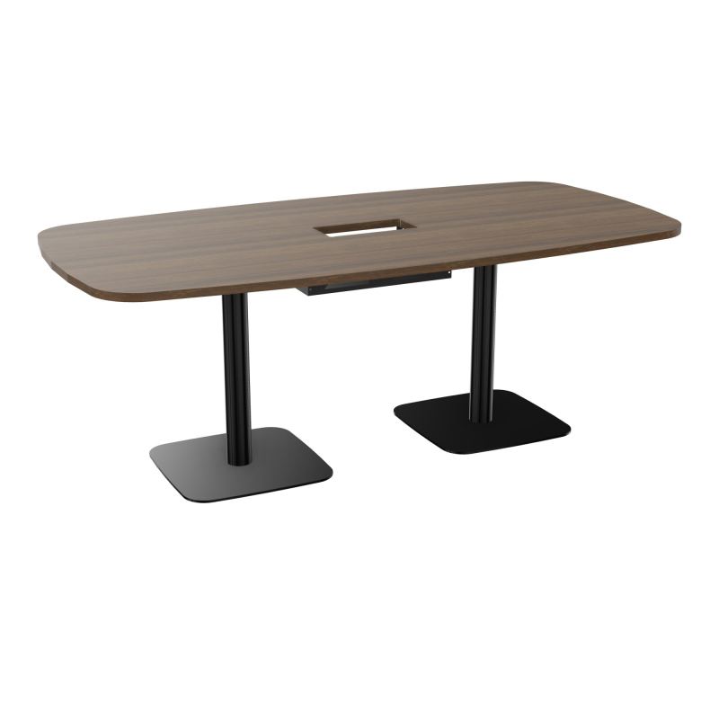 TABLE OVALE P100X200 DÉCOUPÉE POUR TRAPPE CENTRALE DOUBLE ACCÈS 2XPIEDS CENTRAUX  ÉP. 25