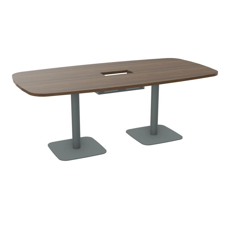 TABLE OVALE P100X200 DÉCOUPÉE POUR TRAPPE CENTRALE DOUBLE ACCÈS 2XPIEDS CENTRAUX  ÉP. 25