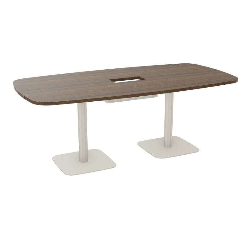 TABLE OVALE P100X200 DÉCOUPÉE POUR TRAPPE CENTRALE DOUBLE ACCÈS 2XPIEDS CENTRAUX  ÉP. 25