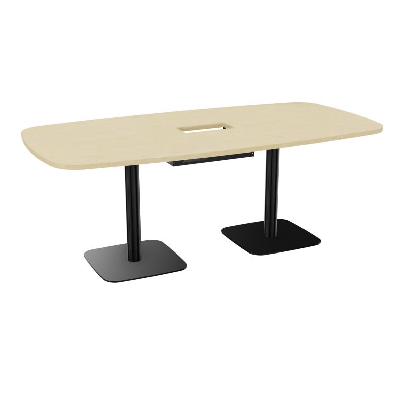 TABLE OVALE P100X200 DÉCOUPÉE POUR TRAPPE CENTRALE DOUBLE ACCÈS 2XPIEDS CENTRAUX  ÉP. 25