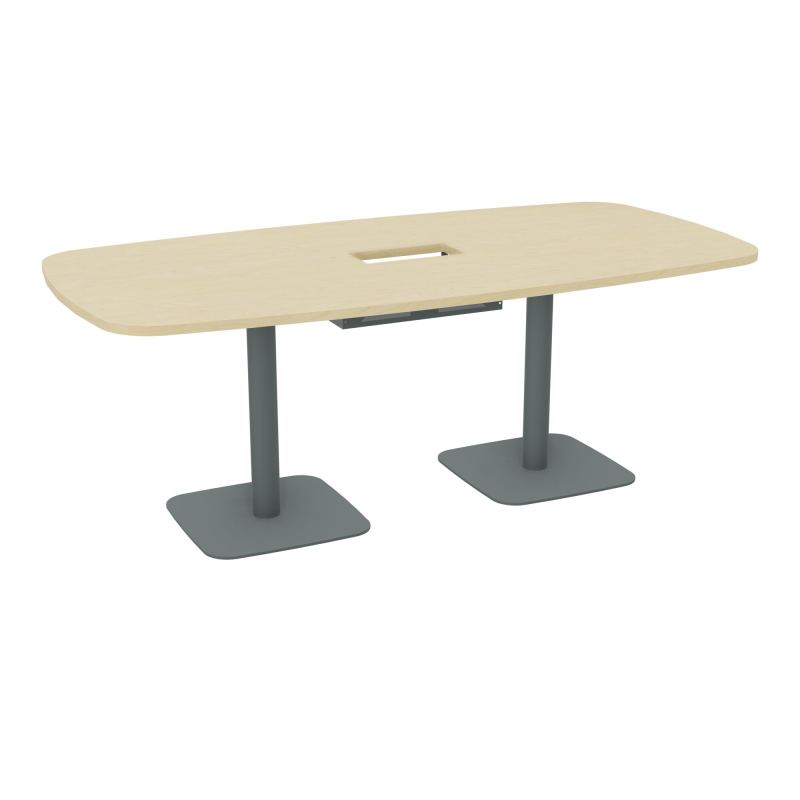 TABLE OVALE P100X200 DÉCOUPÉE POUR TRAPPE CENTRALE DOUBLE ACCÈS 2XPIEDS CENTRAUX  ÉP. 25