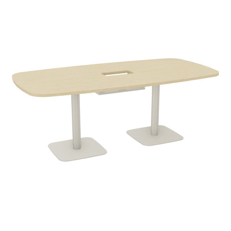 TABLE OVALE P100X200 DÉCOUPÉE POUR TRAPPE CENTRALE DOUBLE ACCÈS 2XPIEDS CENTRAUX  ÉP. 25