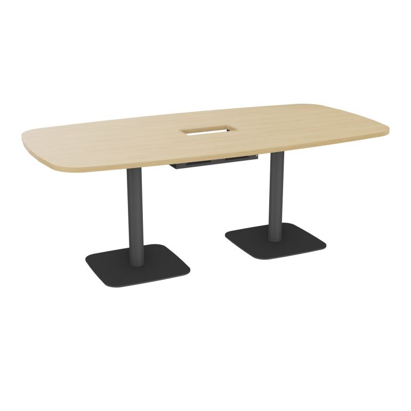 TABLE OVALE P100X200 DÉCOUPÉE POUR TRAPPE CENTRALE DOUBLE ACCÈS 2XPIEDS CENTRAUX  ÉP. 25