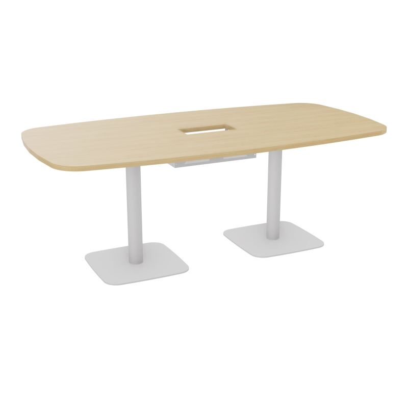 TABLE OVALE P100X200 DÉCOUPÉE POUR TRAPPE CENTRALE DOUBLE ACCÈS 2XPIEDS CENTRAUX  ÉP. 25
