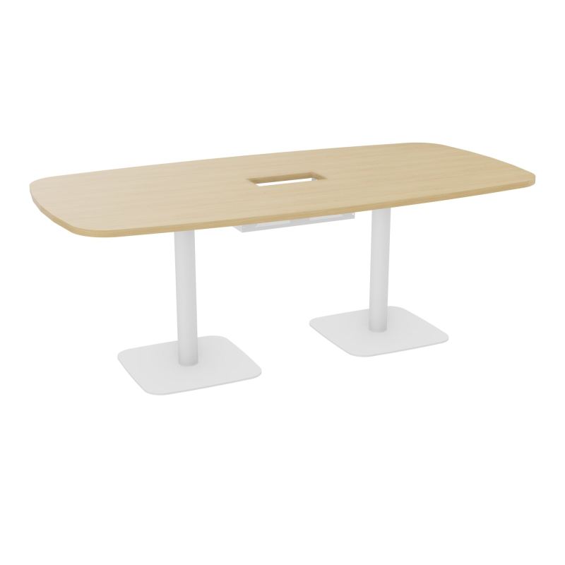 TABLE OVALE P100X200 DÉCOUPÉE POUR TRAPPE CENTRALE DOUBLE ACCÈS 2XPIEDS CENTRAUX  ÉP. 25