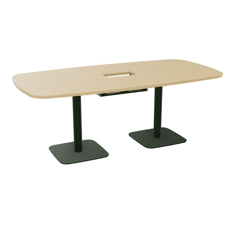 TABLE OVALE P100X200 DÉCOUPÉE POUR TRAPPE CENTRALE DOUBLE ACCÈS 2XPIEDS CENTRAUX  ÉP. 25