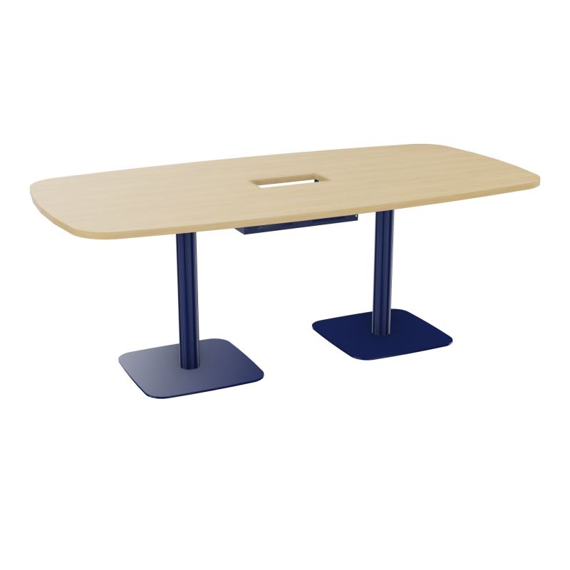 TABLE OVALE P100X200 DÉCOUPÉE POUR TRAPPE CENTRALE DOUBLE ACCÈS 2XPIEDS CENTRAUX  ÉP. 25