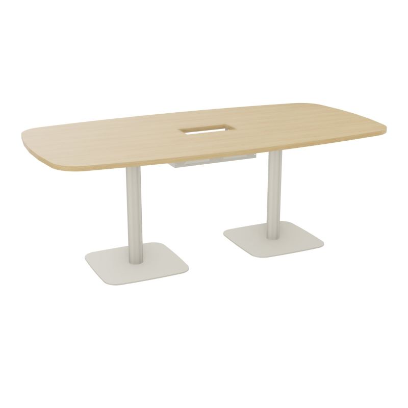 TABLE OVALE P100X200 DÉCOUPÉE POUR TRAPPE CENTRALE DOUBLE ACCÈS 2XPIEDS CENTRAUX  ÉP. 25