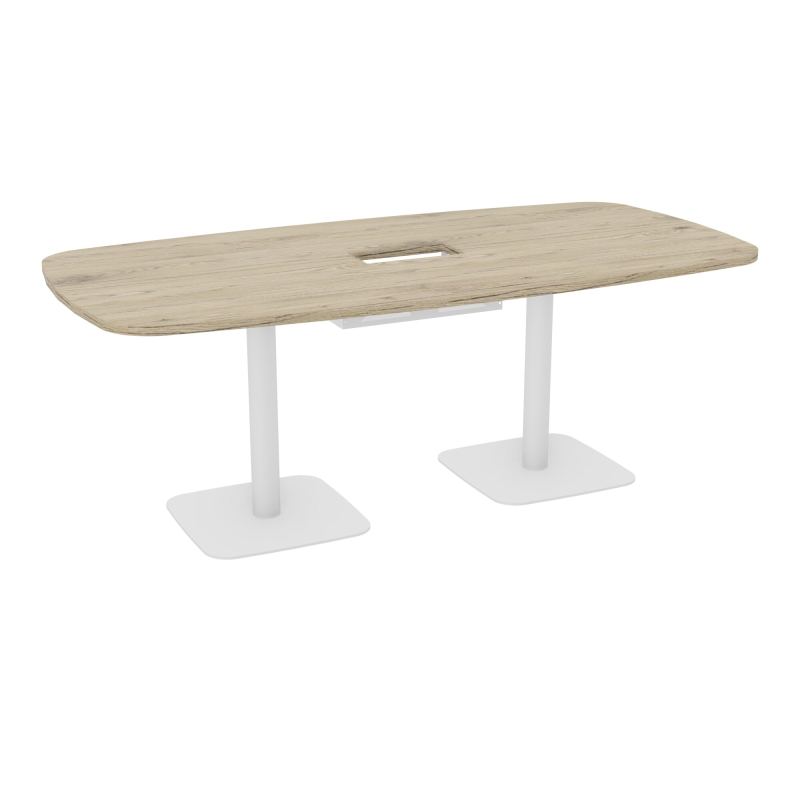 TABLE OVALE P100X200 DÉCOUPÉE POUR TRAPPE CENTRALE DOUBLE ACCÈS 2XPIEDS CENTRAUX  ÉP. 25
