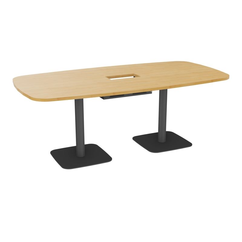 TABLE OVALE P100X200 DÉCOUPÉE POUR TRAPPE CENTRALE DOUBLE ACCÈS 2XPIEDS CENTRAUX  ÉP. 25