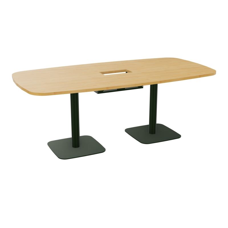TABLE OVALE P100X200 DÉCOUPÉE POUR TRAPPE CENTRALE DOUBLE ACCÈS 2XPIEDS CENTRAUX  ÉP. 25
