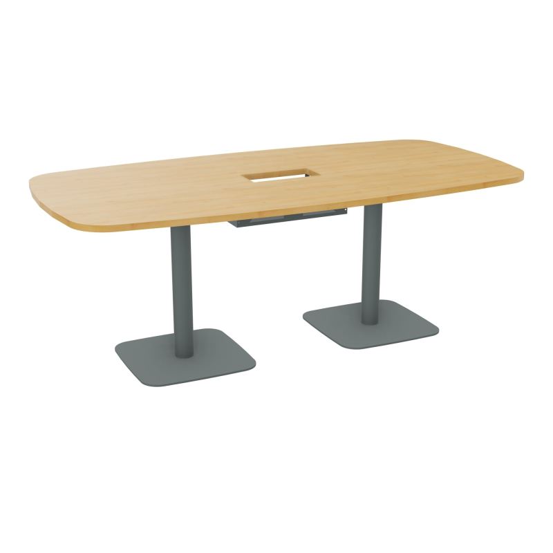 TABLE OVALE P100X200 DÉCOUPÉE POUR TRAPPE CENTRALE DOUBLE ACCÈS 2XPIEDS CENTRAUX  ÉP. 25