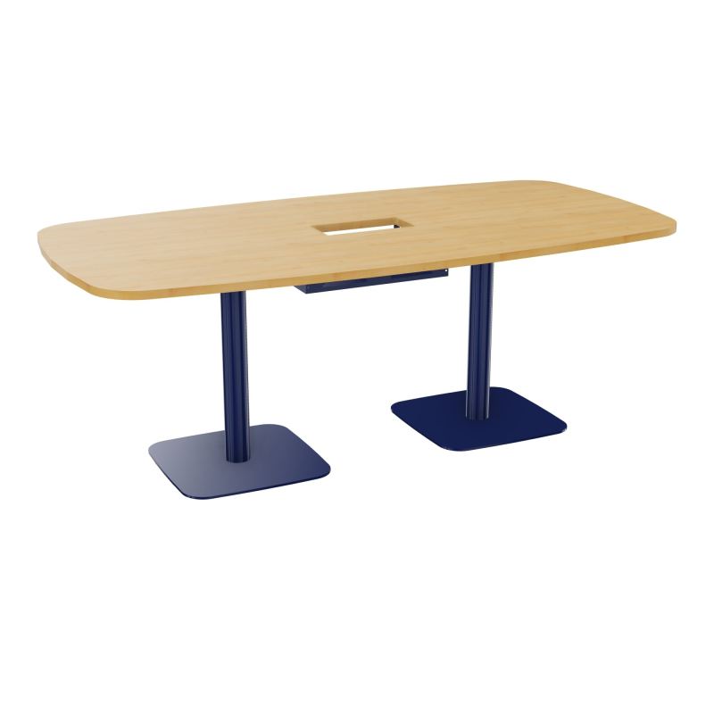 TABLE OVALE P100X200 DÉCOUPÉE POUR TRAPPE CENTRALE DOUBLE ACCÈS 2XPIEDS CENTRAUX  ÉP. 25