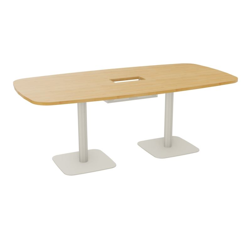 TABLE OVALE P100X200 DÉCOUPÉE POUR TRAPPE CENTRALE DOUBLE ACCÈS 2XPIEDS CENTRAUX  ÉP. 25