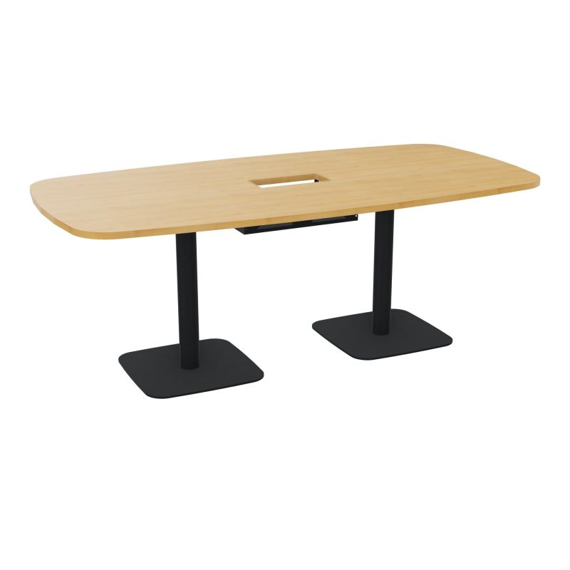 TABLE OVALE P100X200 DÉCOUPÉE POUR TRAPPE CENTRALE DOUBLE ACCÈS 2XPIEDS CENTRAUX  ÉP. 25