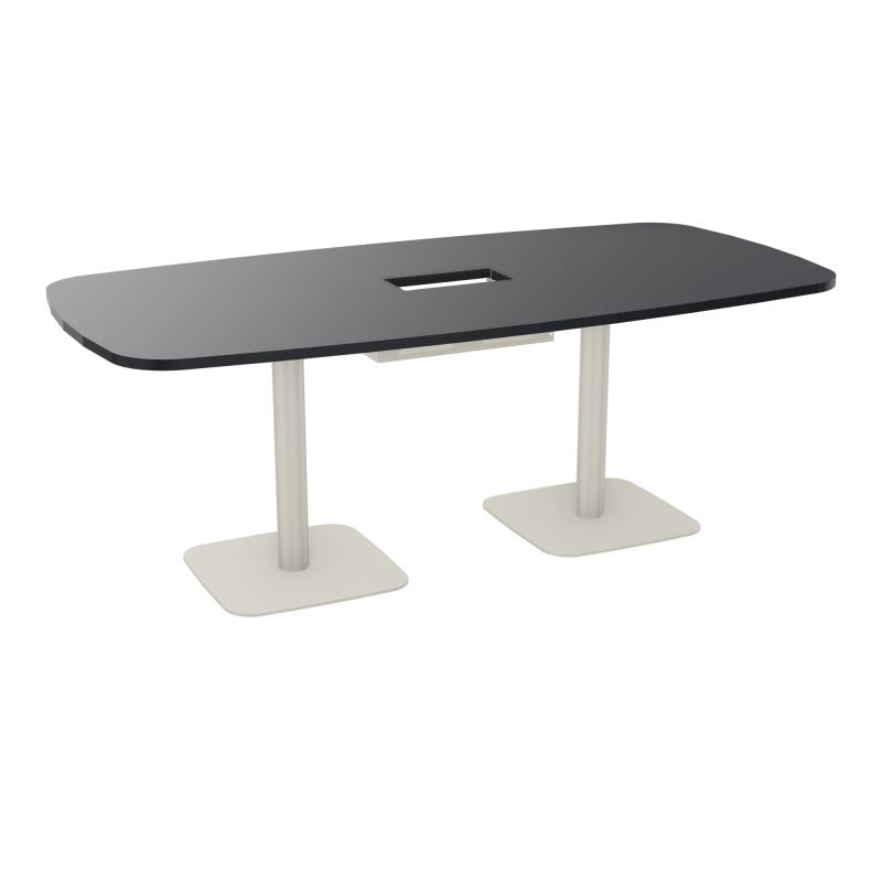 TABLE OVALE P100X200 DÉCOUPÉE POUR TRAPPE CENTRALE DOUBLE ACCÈS 2XPIEDS CENTRAUX  ÉP. 25