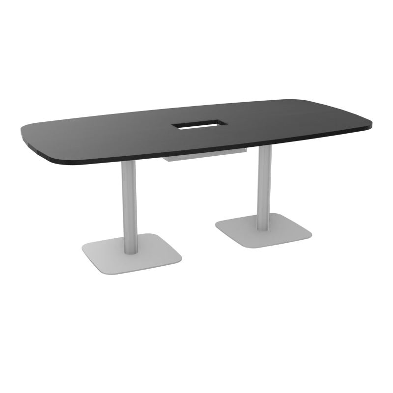 TABLE OVALE P100X200 DÉCOUPÉE POUR TRAPPE CENTRALE DOUBLE ACCÈS 2XPIEDS CENTRAUX  ÉP. 25