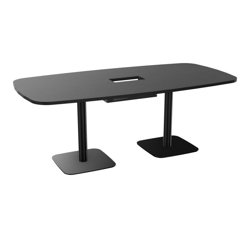 TABLE OVALE P100X200 DÉCOUPÉE POUR TRAPPE CENTRALE DOUBLE ACCÈS 2XPIEDS CENTRAUX  ÉP. 25