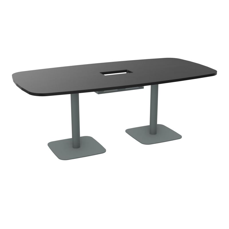 TABLE OVALE P100X200 DÉCOUPÉE POUR TRAPPE CENTRALE DOUBLE ACCÈS 2XPIEDS CENTRAUX  ÉP. 25