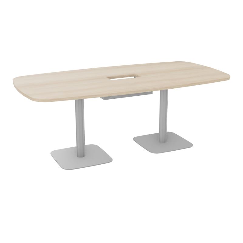 TABLE OVALE P100X200 DÉCOUPÉE POUR TRAPPE CENTRALE DOUBLE ACCÈS 2XPIEDS CENTRAUX  ÉP. 25