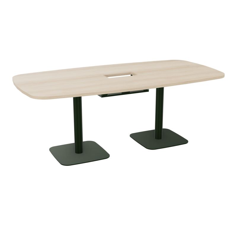 TABLE OVALE P100X200 DÉCOUPÉE POUR TRAPPE CENTRALE DOUBLE ACCÈS 2XPIEDS CENTRAUX  ÉP. 25