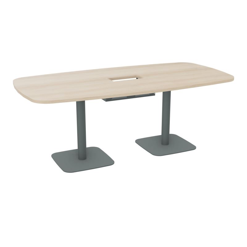 TABLE OVALE P100X200 DÉCOUPÉE POUR TRAPPE CENTRALE DOUBLE ACCÈS 2XPIEDS CENTRAUX  ÉP. 25