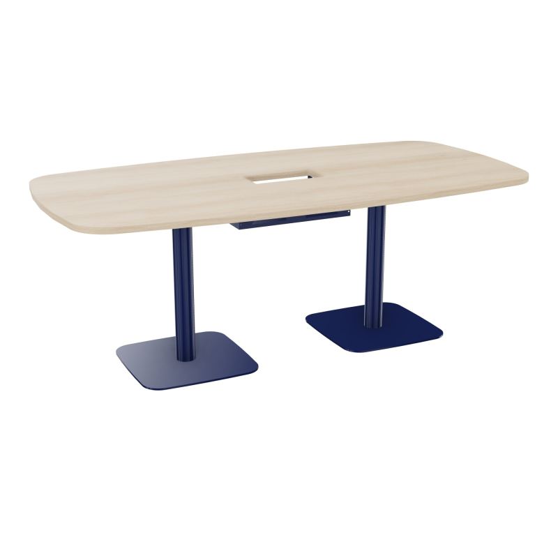 TABLE OVALE P100X200 DÉCOUPÉE POUR TRAPPE CENTRALE DOUBLE ACCÈS 2XPIEDS CENTRAUX  ÉP. 25
