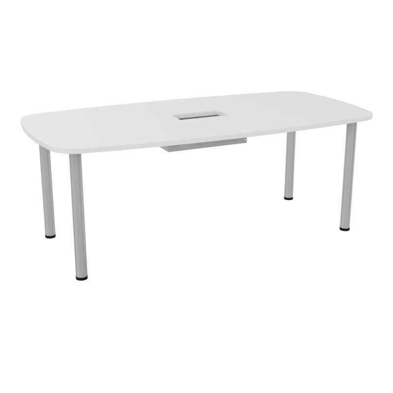 TABLE OVALE P100X200 DÉCOUPÉE POUR TRAPPE CENTRALE  DOUBLE ACCÈS 4 PIEDS RONDS  ÉP. 25 MM