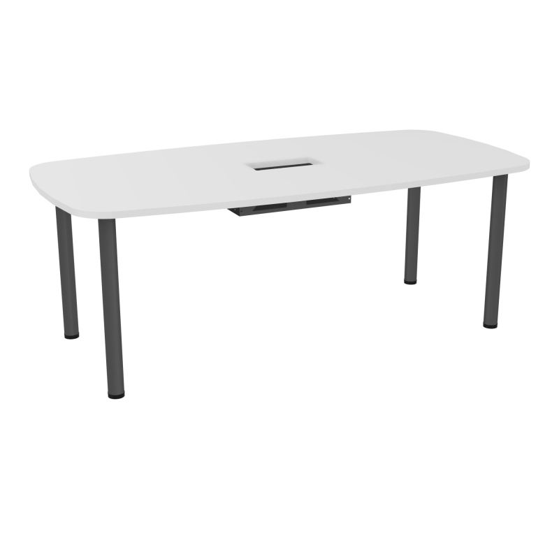 TABLE OVALE P100X200 DÉCOUPÉE POUR TRAPPE CENTRALE  DOUBLE ACCÈS 4 PIEDS RONDS  ÉP. 25 MM