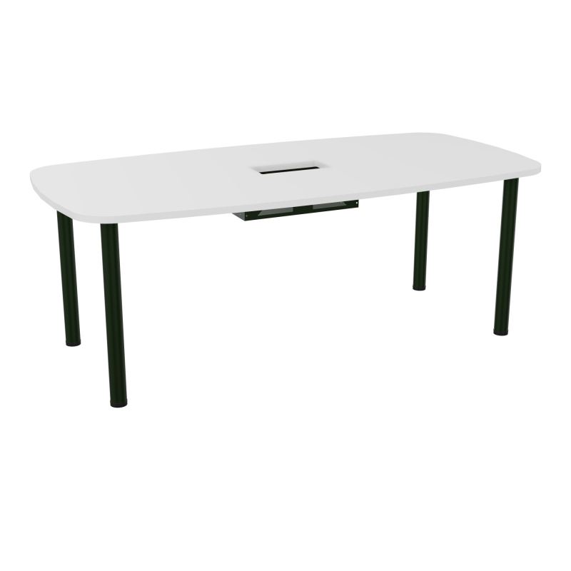 TABLE OVALE P100X200 DÉCOUPÉE POUR TRAPPE CENTRALE  DOUBLE ACCÈS 4 PIEDS RONDS  ÉP. 25 MM