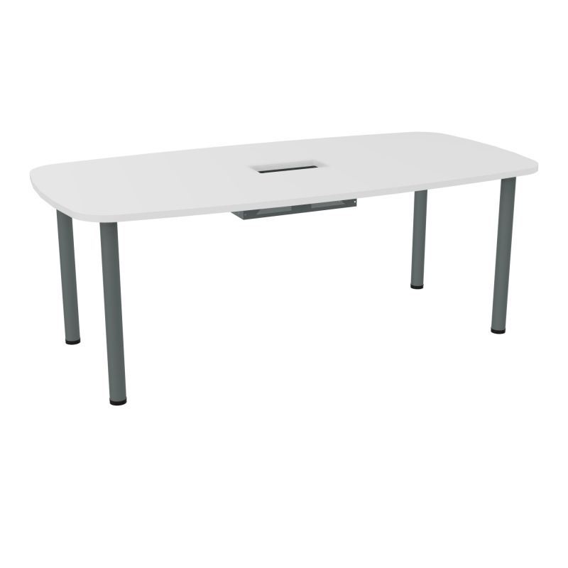 TABLE OVALE P100X200 DÉCOUPÉE POUR TRAPPE CENTRALE  DOUBLE ACCÈS 4 PIEDS RONDS  ÉP. 25 MM