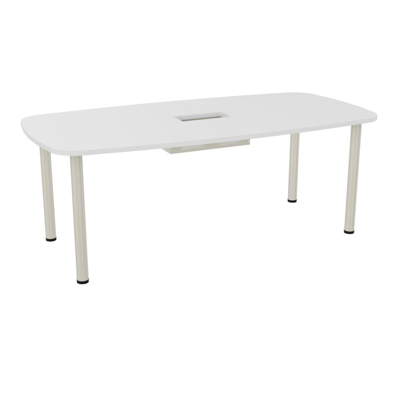 TABLE OVALE P100X200 DÉCOUPÉE POUR TRAPPE CENTRALE  DOUBLE ACCÈS 4 PIEDS RONDS  ÉP. 25 MM