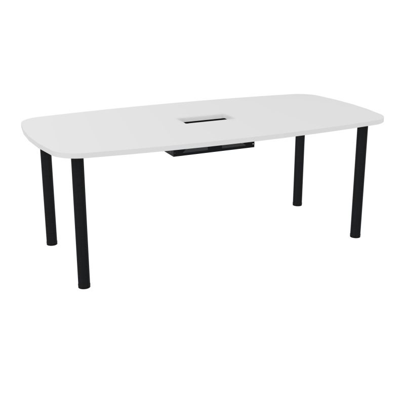 TABLE OVALE P100X200 DÉCOUPÉE POUR TRAPPE CENTRALE  DOUBLE ACCÈS 4 PIEDS RONDS  ÉP. 25 MM