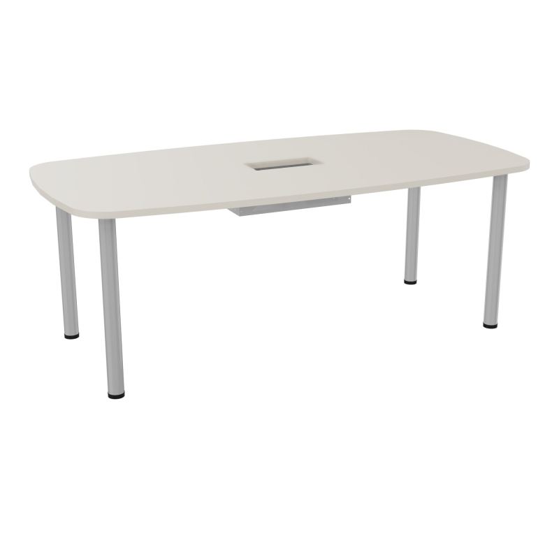 TABLE OVALE P100X200 DÉCOUPÉE POUR TRAPPE CENTRALE  DOUBLE ACCÈS 4 PIEDS RONDS  ÉP. 25 MM
