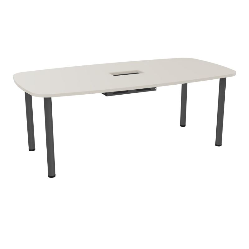 TABLE OVALE P100X200 DÉCOUPÉE POUR TRAPPE CENTRALE  DOUBLE ACCÈS 4 PIEDS RONDS  ÉP. 25 MM