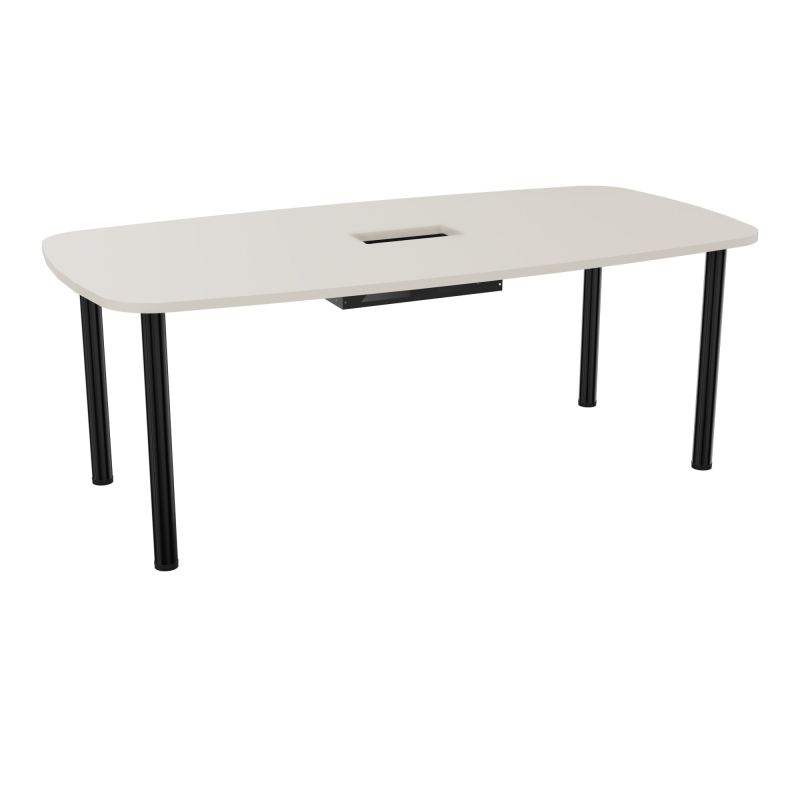 TABLE OVALE P100X200 DÉCOUPÉE POUR TRAPPE CENTRALE  DOUBLE ACCÈS 4 PIEDS RONDS  ÉP. 25 MM
