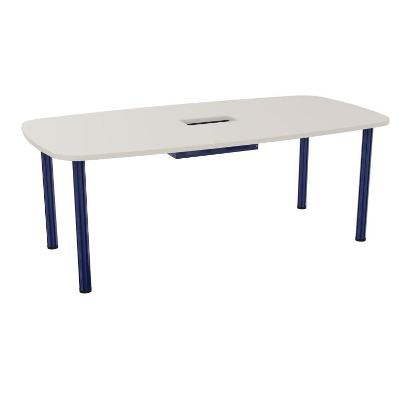 TABLE OVALE P100X200 DÉCOUPÉE POUR TRAPPE CENTRALE  DOUBLE ACCÈS 4 PIEDS RONDS  ÉP. 25 MM