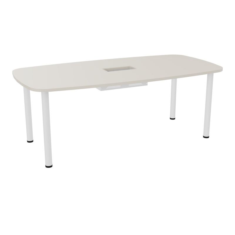 TABLE OVALE P100X200 DÉCOUPÉE POUR TRAPPE CENTRALE  DOUBLE ACCÈS 4 PIEDS RONDS  ÉP. 25 MM