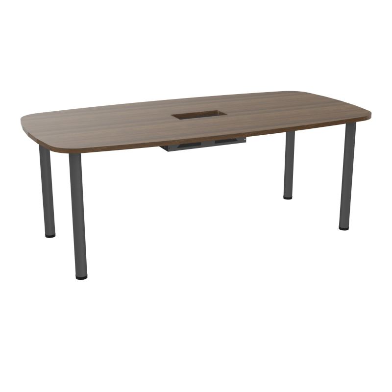 TABLE OVALE P100X200 DÉCOUPÉE POUR TRAPPE CENTRALE  DOUBLE ACCÈS 4 PIEDS RONDS  ÉP. 25 MM