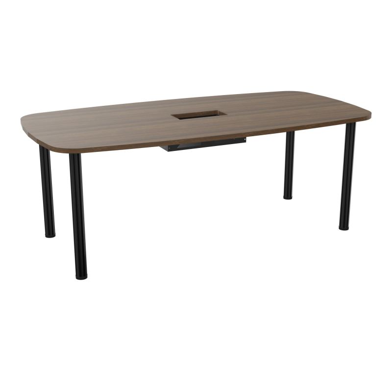 TABLE OVALE P100X200 DÉCOUPÉE POUR TRAPPE CENTRALE  DOUBLE ACCÈS 4 PIEDS RONDS  ÉP. 25 MM
