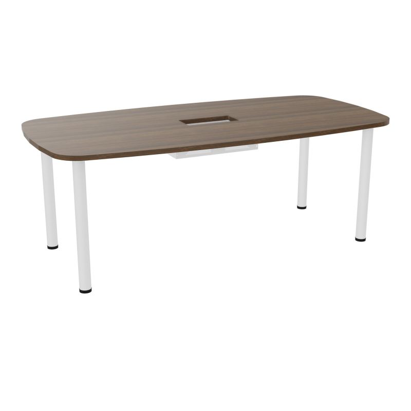 TABLE OVALE P100X200 DÉCOUPÉE POUR TRAPPE CENTRALE  DOUBLE ACCÈS 4 PIEDS RONDS  ÉP. 25 MM