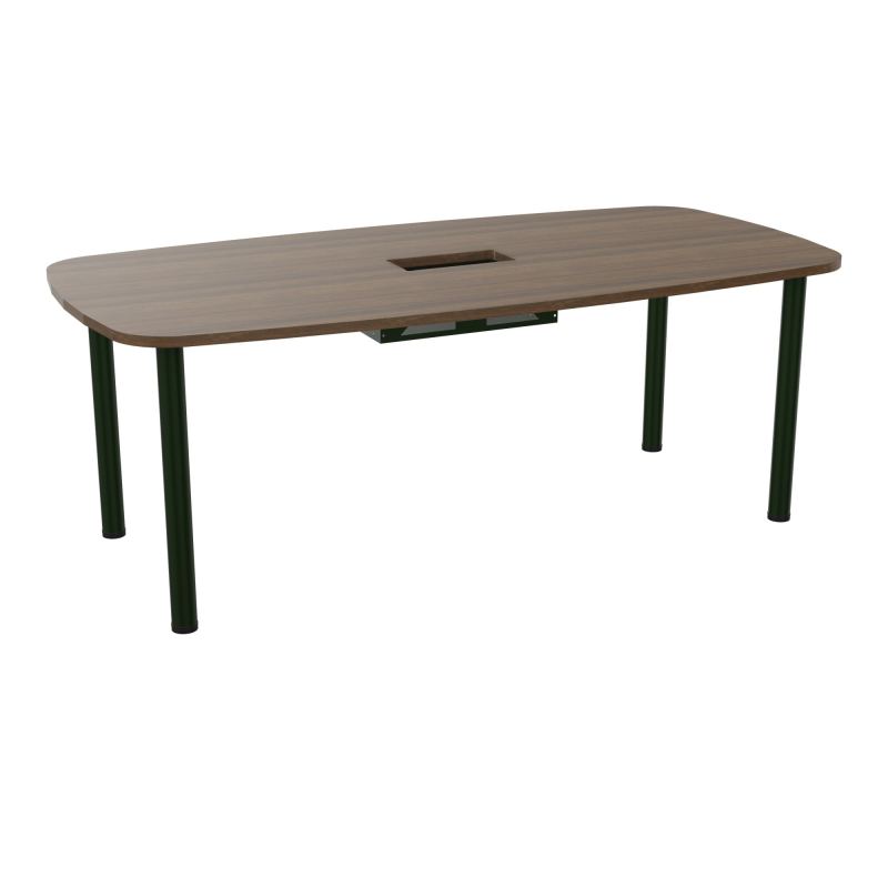 TABLE OVALE P100X200 DÉCOUPÉE POUR TRAPPE CENTRALE  DOUBLE ACCÈS 4 PIEDS RONDS  ÉP. 25 MM