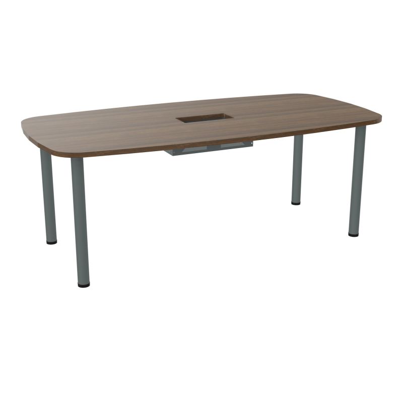 TABLE OVALE P100X200 DÉCOUPÉE POUR TRAPPE CENTRALE  DOUBLE ACCÈS 4 PIEDS RONDS  ÉP. 25 MM