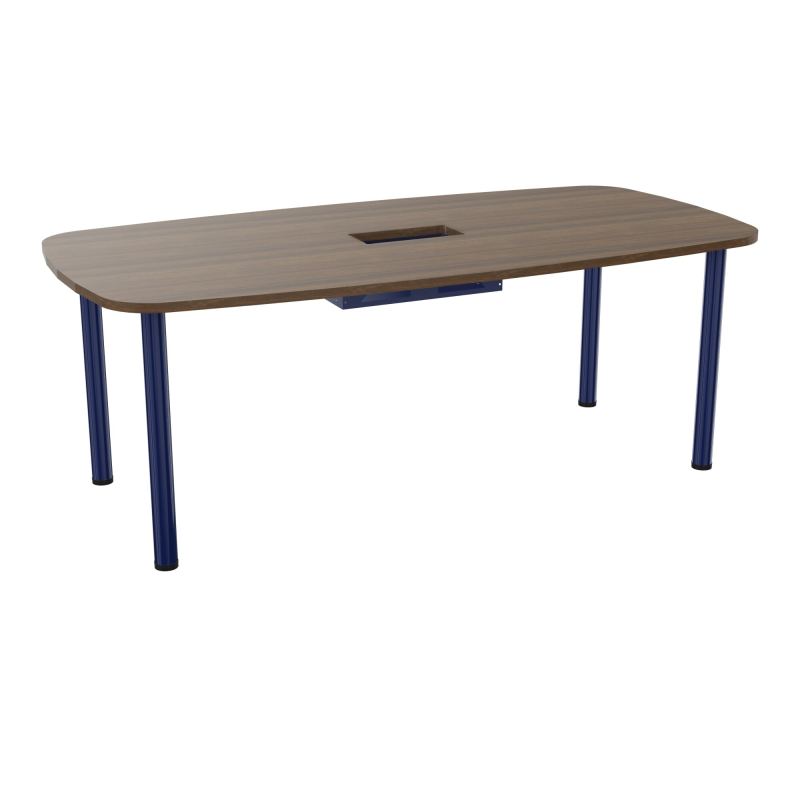 TABLE OVALE P100X200 DÉCOUPÉE POUR TRAPPE CENTRALE  DOUBLE ACCÈS 4 PIEDS RONDS  ÉP. 25 MM