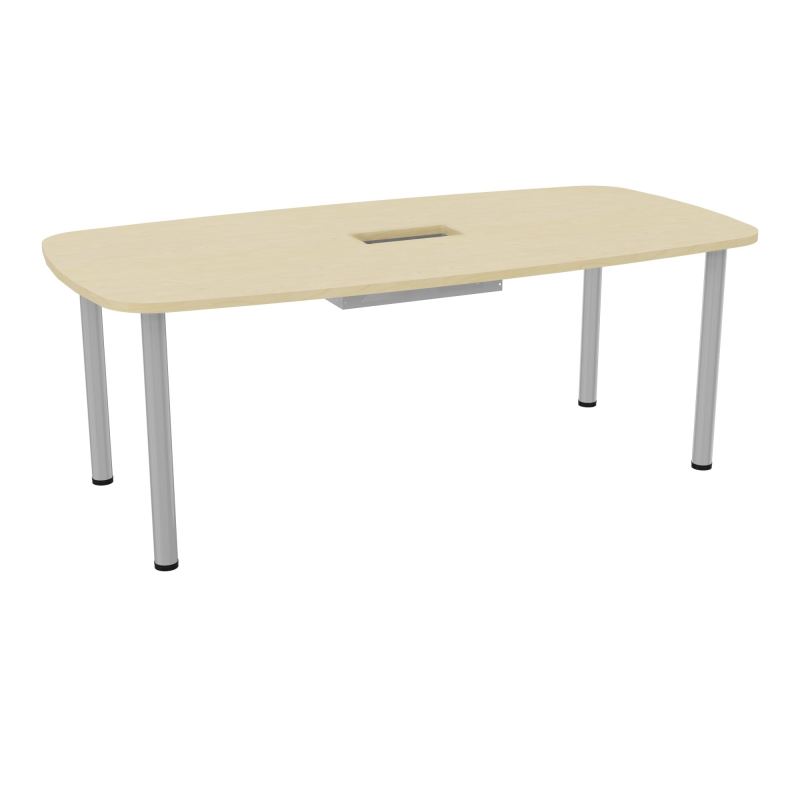 TABLE OVALE P100X200 DÉCOUPÉE POUR TRAPPE CENTRALE  DOUBLE ACCÈS 4 PIEDS RONDS  ÉP. 25 MM
