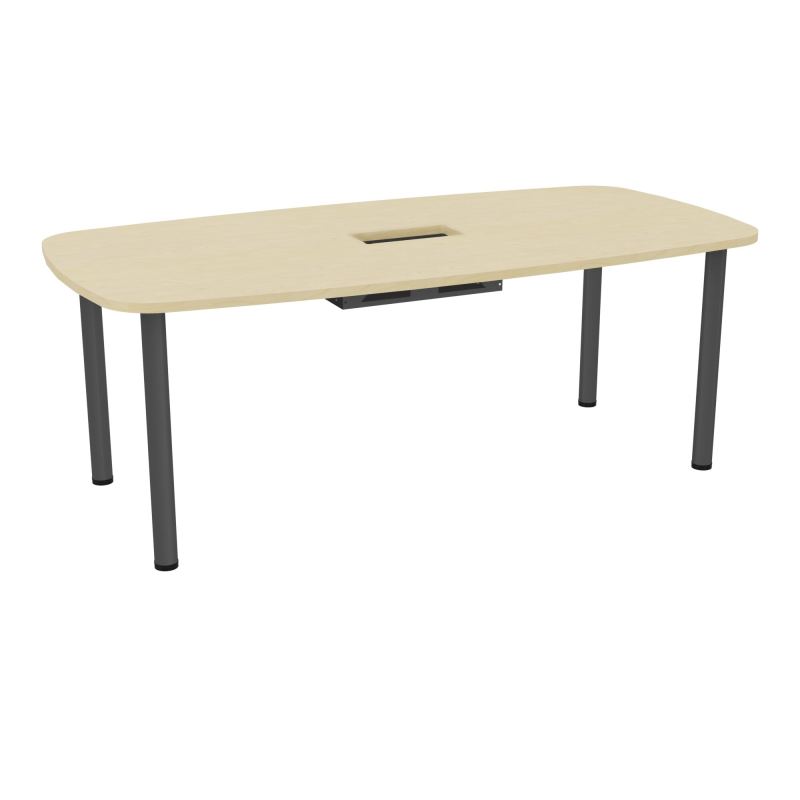 TABLE OVALE P100X200 DÉCOUPÉE POUR TRAPPE CENTRALE  DOUBLE ACCÈS 4 PIEDS RONDS  ÉP. 25 MM