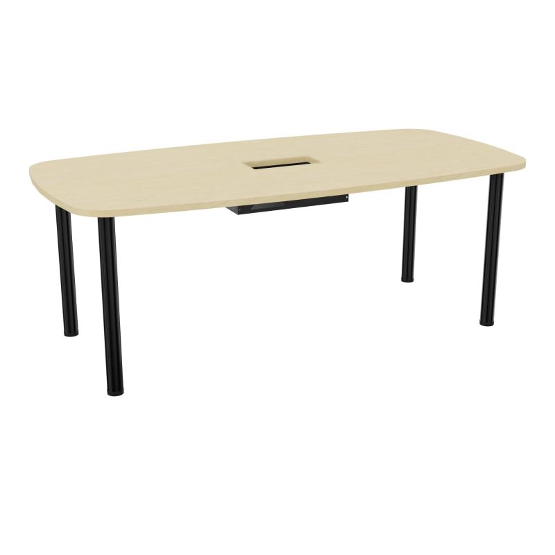 TABLE OVALE P100X200 DÉCOUPÉE POUR TRAPPE CENTRALE  DOUBLE ACCÈS 4 PIEDS RONDS  ÉP. 25 MM