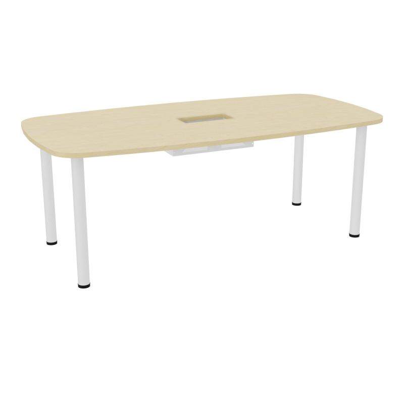 TABLE OVALE P100X200 DÉCOUPÉE POUR TRAPPE CENTRALE  DOUBLE ACCÈS 4 PIEDS RONDS  ÉP. 25 MM