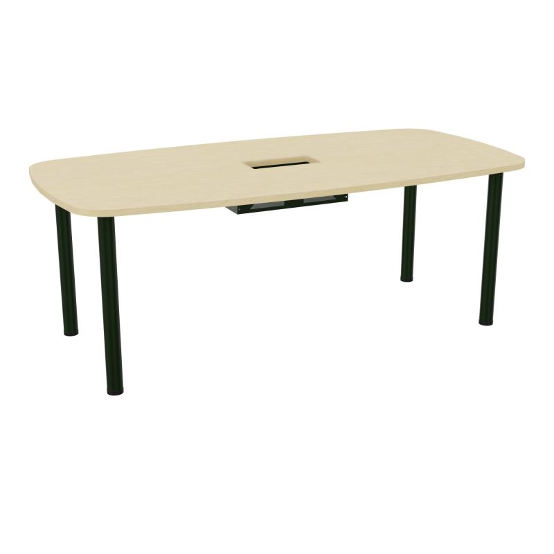 TABLE OVALE P100X200 DÉCOUPÉE POUR TRAPPE CENTRALE  DOUBLE ACCÈS 4 PIEDS RONDS  ÉP. 25 MM